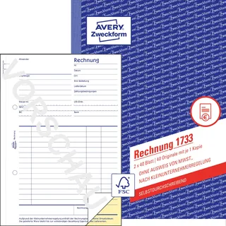 Avery Zweckform Rechnung A5 2x40BlSD Gelb/Weiß
