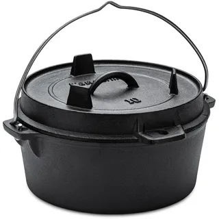 Naturehike Dutch Oven mit Deckel, 4.5 Qt, vorgebrannter Dutch Oven aus Gusseisen mit Aufbewahrungstasche, Doppelgriffe, Deckel dient auch als Grillpfanne aus Gusseisen, Schwarz