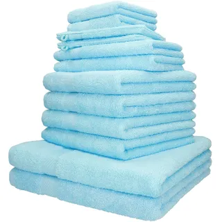 Betz Palermo Handtuch-Set 12-teilig – 100% Baumwolle – Oeko-TEX® Zertifiziert – extra saugfähig & weich – hohe Grammatur – Duschtücher, Handtücher, Gästetücher & Waschhandschuhe Farbe türkis