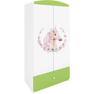 Raumhirsch Furniture Kinderkleiderschrank Pferd , Grün , Holzwerkstoff , Rechteckig , 90x175x52 cm , Babymöbel & Kindermöbel, Babyzimmer, Babykleiderschränke