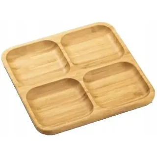 Wilmax WL-771220/A Quadratisch Geteilte Platte aus Bambus, 22cm Länge, 22cm Breite