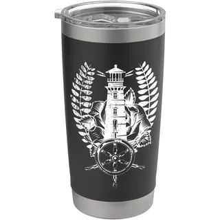 Leuchtturm Maritim Nautisch Retro Urlaub Anker Doppelwandiger Edelstahl-Thermobecher