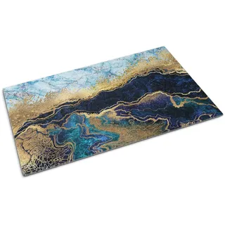 Tulup Fussmatte 90 x 60 cm Blauer Marmor , Textil , 90x60 cm , Teppiche und Böden, Schmutzfangmatten, Fußmatten
