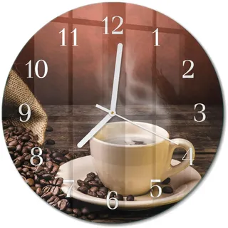Tulup Glasuhr Wanduhr 30 cm 30fi braun