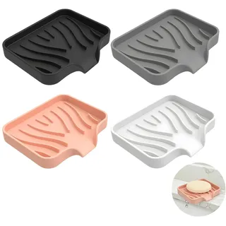 4 Stück Seifenschale Silikon Mit Ablauf, Leicht Zu Reinigen, Seifenschale Dusche, Seifenhalter Badewanne, Seifenablage Waschbecken, Seifenschalen Für Badezimmer, Seife, Küche & Zähler