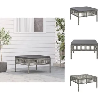 vidaXL Gartenhocker mit Kissen Grau Poly Rattan - Gartenmöbel-Sets - Grau