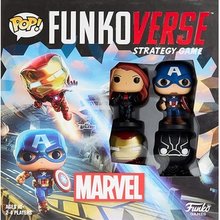 Funko Games Funkoverse Marvel 100 4er-Pack – Thanos – Captain America, Black Widow, Iron Man und Black Panther – 7,6 cm Pop! - Leichtes Strategie-Brettspiel für Kinder und Erwachsene (ab 10 Jahren) –