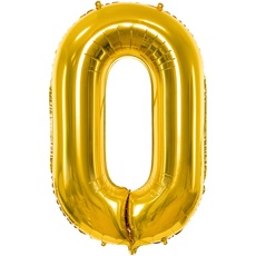 Bild Party Deco Helium Luftballon - Geburtstag Deko - Folienballon - Zahl 0 - Gold - 86 cm