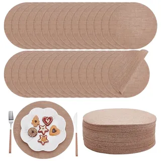 UNICRAFTALE 120 Stück Jute Tischsets 30cm Rund Wiederverwendbar BrownBurlywood Bulk Farmhouse Tischsets Hitzebeständige Placemats Runde Jute Platzsets Für Weihnachtstischdekorationen