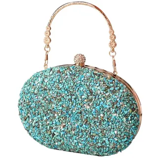 CORIOS Glitzer Pailletten Clutch Tasche Damen Abendtasche Hochzeit Brautbörse Handtasche Funkelnd Schultertasche Elegante Klein Tasche Glänzend Umhängetasche Blau Grün