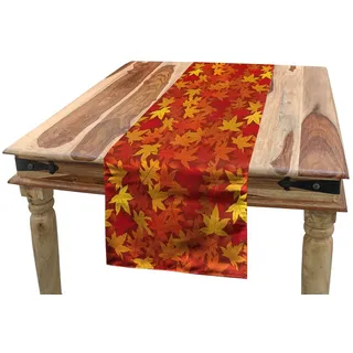 ABAKUHAUS Orange Tischläufer, Herbst Ahornblätter, Esszimmer Küche Rechteckiger Dekorativer Tischläufer, 40 x 180 cm, Dunkelorange