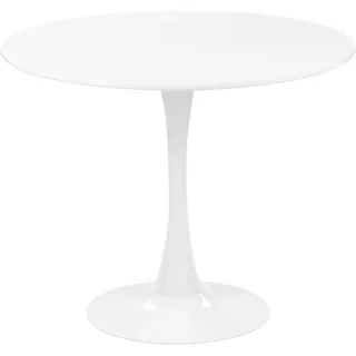 Beliani Esstisch 90/90/73 cm Weiß Rund Boca , Holzwerkstoff , 90x73x90 cm , Esszimmer, Esstische