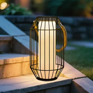 pearlstar Solarlaterne für Außen, Metall-Solarlampen für Außen Garten, Schwarz-Laternen für Draußen Hängend/Stehend Wasserdicht, Hängelampe für Terrasse Balkon und Tisch