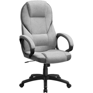 SONGMICS Bürostuhl, Gaming Stuhl, Schreibtischstuhl, ergonomischer Chefsessel, drehbar und höhenverstellbar, Arbeitsstation, mit Rollen, Taubengrau OBG022G01, 7370(112-122) cm
