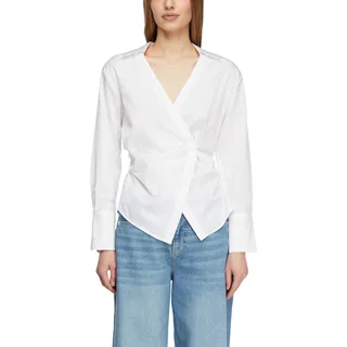 Comma Feminine Baumwoll-Satin-Stretch-Bluse mit Druckknopfverschluss