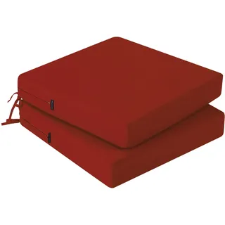PRIMEPATIO Stuhlkissen 45x45 2er Set für den Außenbereich, wasserdichte Schaumstoff Sitzkissen Outdoor, Garten Sitzpolster Stuhl, Terrassenstuhl mit Bändern, Esszimmerstuhl Stuhlauflage, Ziegelrot
