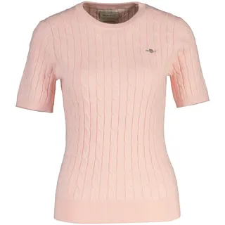 T-Shirt GANT "T-Shirt STRETCH COTTON CABLE C-NECK 1er Pack", Damen, Gr. S, pink (rosa), Obermaterial: 88% Baumwolle CO. 10% Polyamid PA. 2% Elasthan EL., Shirts T-Shirt