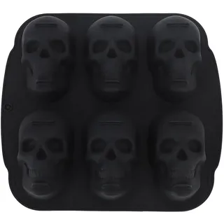 Backformen mit Totenkopf-Kopf, Skelett-Silikon-Tablett, Halloween-Skelett-Kopf-Pfanne, Schwarzer Herd, Pfannkuchen-Knochen-Kuchenformen, Kopf-Knochen-Skelett-Pfannkuchen-Maker,