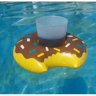 5 Stk. Aufblasbarer Getränkehalter "Donut mit Biss" Style Schokolade