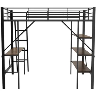 Urban Meuble Hochbett Sschwarz 204,5/149/180,5 cm , Schwarz , Metall, Holzwerkstoff , Rechteckig , Babymöbel & Kindermöbel, Kinderzimmer & Jugendzimmer, Kinderbetten, Hochbetten