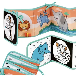 Ravensburger 4856 Play+ Mein allererstes Stoffbuch: Wilde Tiere, Leporello für die Bauchlage, Stoffbuch, Kuschelbuch