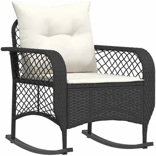 vidaXL Garten-Schaukelstuhl mit Kissen Schwarz Poly Rattan - Schwarz