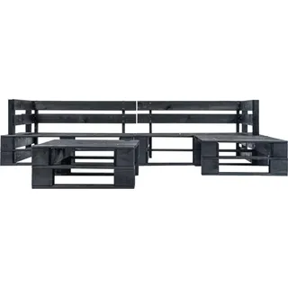 vidaXL 4-tlg. Garten-Paletten-Sofagarnitur Schwarz Holz - Schwarz