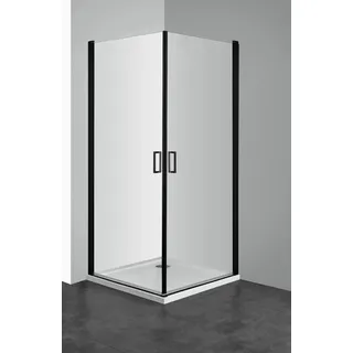 WELLTIME Florenz 2.2 Black Eckdusche mit Drehtür 90 x 190 cm schwarz Sicherheitsglas