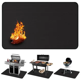 WOOLUCK 122 * 165cm Feuerfeste Unterlage, Faltbare Grillmatte Bodenschutz Grillunterlage, Grillteppich Bodenschutzmatte Grillmatten, Glasfaser Outdoor Grillmatte für Gasgrill Holzkohlegrill Kamine