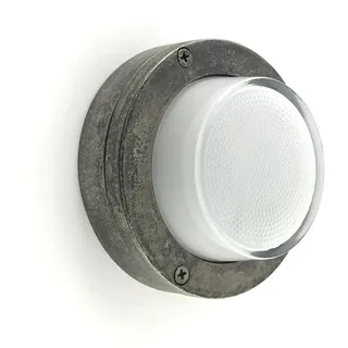 Außenleuchte rund klein d: 14 cm Messing Glas G9 IP64 in Zinn Maritim Wand Lampe