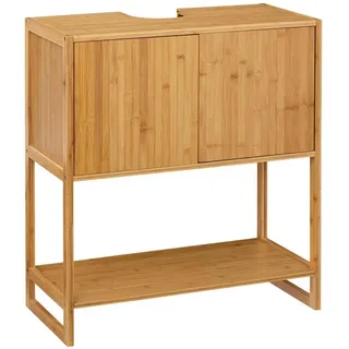 Waschbeckenunterschrank Bambus , Braun , Naturmaterialen , 33.5x80.2x69.8 cm , Badezimmer, Badmöbel, Waschbeckenunterschränke