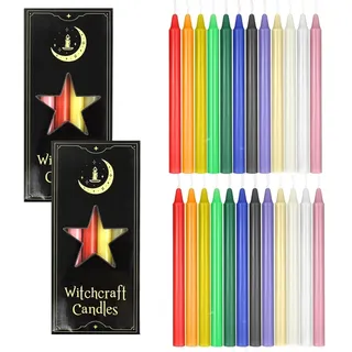 Stabkerzen Bunt, 24 kleine Kerzen (16cm hoch), Bunte Kerzen, Stabkerzen Weihnachten, Tropffreie Spitzkerzen für Weihnachten, Chime, Vigil, Wicca-Altar, Rituale, Gebete, Hochzeit & Partydekoration