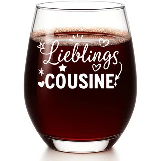 Diztoud Cousine Geschenk, Weinglas mit Spruch Lieblingscousine, Personalisierte Geschenke für Beste Cousine, Schwester, Geschwister, Cousinen Geschenke zum Weihnachten, Geburtstag, 550ml Weingläser