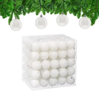 Relaxdays Weihnachtskugeln 100er Set, Weihnachtsdeko, glänzend, Christbaumkugel, Tannenbaumschmuck in ∅ 6 cm, weiß