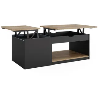 Vicco Couchtisch Avela, 110 x 110 cm, Schwarz/Sonoma - Schwarz
