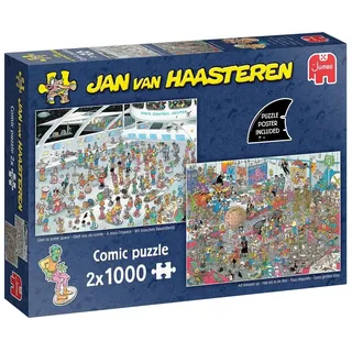 JUMBO Spiele Jan van Haasteren - Gib Uns den Raum & Wie im Film, 2x1000 Teile, Puzzle für Erwachsene, Puzzle Erwachsene