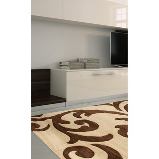 VIVA 19026 Teppich Anglet in Hellbeige/braun, Synthetikfaser, 170 x 120 x 1.6 cm