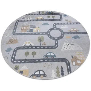 rugsX Teppich Bono 140 cm , Grau , Textil , Rund , 140x140 cm , Teppiche und Böden, Teppiche, Kinderteppiche
