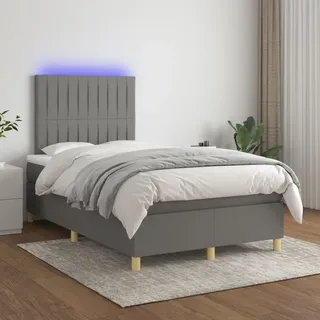 The Living Store Boxspringbett mit Matratze & LED Dunkelgrau 120x200 cm Stoff - Grau