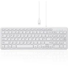 Perixx PERIBOARD-213W Wired Quiet USB Scissor Keyboard - 14.45x4.76x0.70 Inches - Compact Design with Number Pad - White - US English...