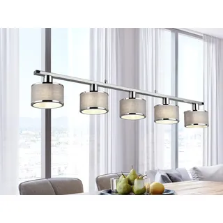 LED Balkenpendelleuchte 5-flammig über Esstischlampe hängend Stoff Lampenschirme