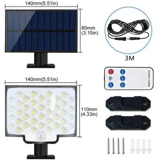 Solar-Strassenleuchte, drahtlose Steuerung, automatische Einbauleuchte, Wandleuchte für den Außenbereich. - Schwarz