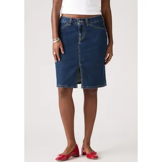 Jeansrock LEVI'S "LOW MIDI SKIRT ME", Damen, Gr. 34, blau (longer days no dp), Denim/Jeans, Obermaterial: 98% Baumwolle, 2% Elasthan, normal knielang, Röcke Jeansrock, mit Schlitz für mehr Bewegungsfreiheit