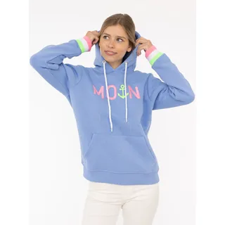 Zwillingsherz Hoodie »"Rahel"«, mit "MOIN" und Anker Stickerei, kontrastfarbigen Ärmelbündchen, blau