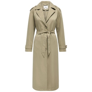 ONLY Damen Langer Trench Coat | Eleganter Basic Übergangs Mantel | Einreihig Longline mit Gürtel ONLLINE, Farben:Beige-2, Größe:S