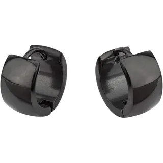 Bungsa Unisex Creolen breit glänzend schwarz aus 316L Edelstahl