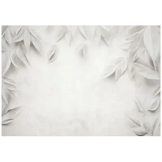 Wallarena Fototapete Blätter Grau Vlies Tapete Wohnzimmer Schlafzimmer 150x105 , Papier , Baum/Pflanze/Natur , Rechteckig , 150x105 cm , FSC 100% ,