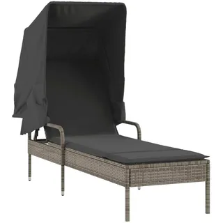 vidaXL Sonnenliege mit Dach Grau Poly Rattan - Grau