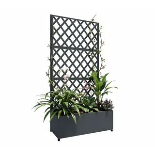 Westmann Dekora 7 Pflanzkasten mit Rankgitter, 90x43x184 cm, Anthrazit | Das vertikale Gitterelement schützt vor neugierigen Blicken, die integrierte Entwässerung verhindert dabei Staunässe.