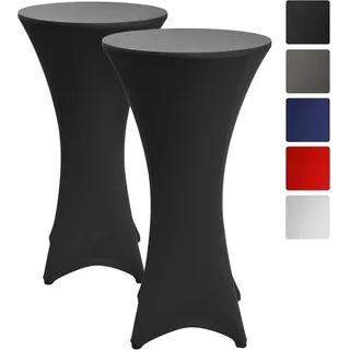 Beautissu Stella Stehtischhusse Ø 70 cm Schwarz 2tlg